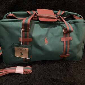 Polo by Ralph Laure Green Duffel Bag with Brown Leather